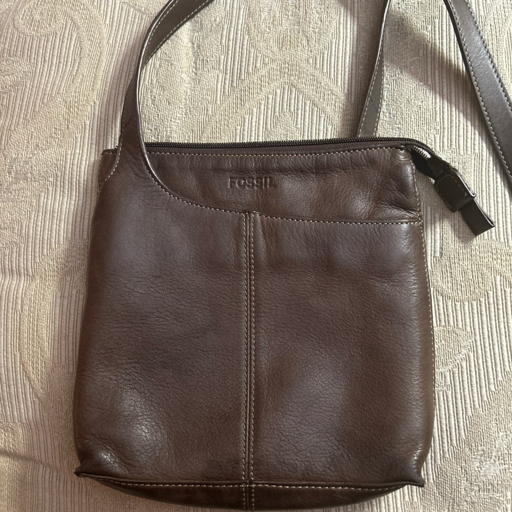 Fossil Brown Leather Crossbody Bag